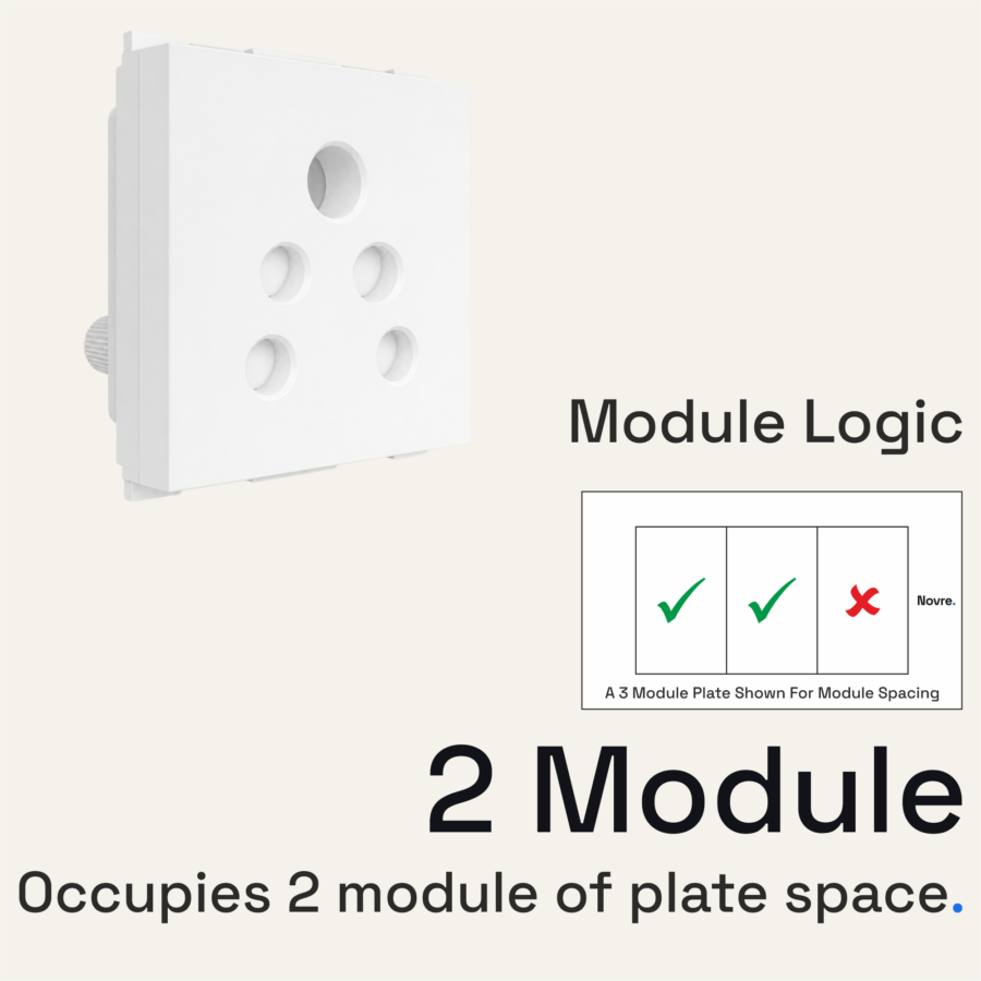 6 Amp Socket | 2M | Lunar White