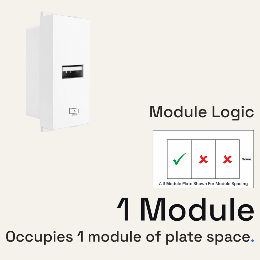 3 Amp USB A Type Charging Socket | 1M | Lunar White
