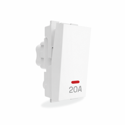 20 Amp Core 1 Way Switch With Indicator | 1M | Lunar White