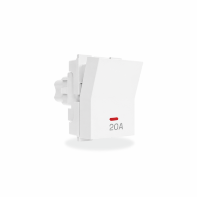 20 Amp Aura 1 Way Switch With Indicator | 2M | Lunar White